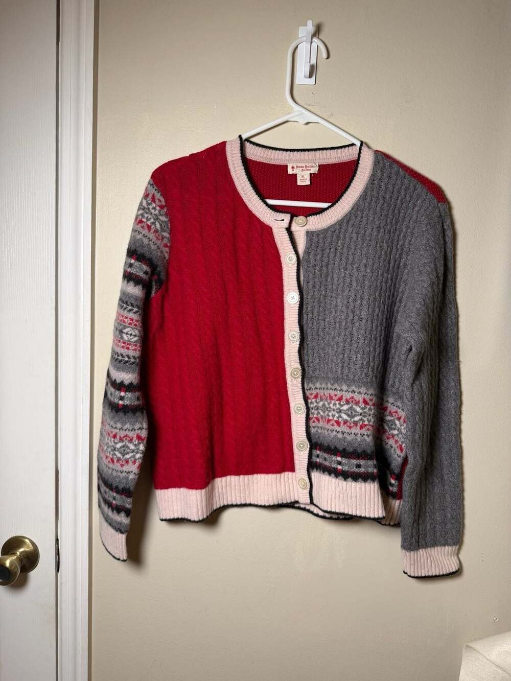 Brooks Brothers Red Fleece Cardigan Sweater Size XL